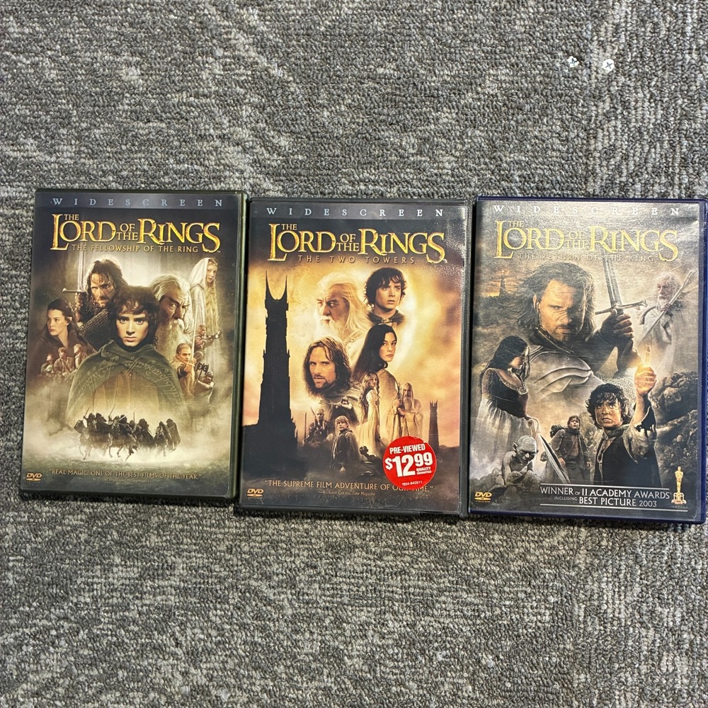 Lord of the Rings Trilogy DVD lot 3 Widescreen Fellowship Two Towers Return King